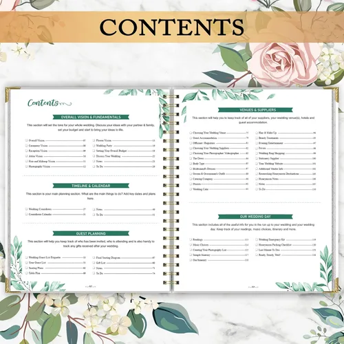 Miniatura 3 de Planificador y organizador de bodas, libro de planificación de bodas y organizador para la novia, libro de planificación de bodas con 5 secciones