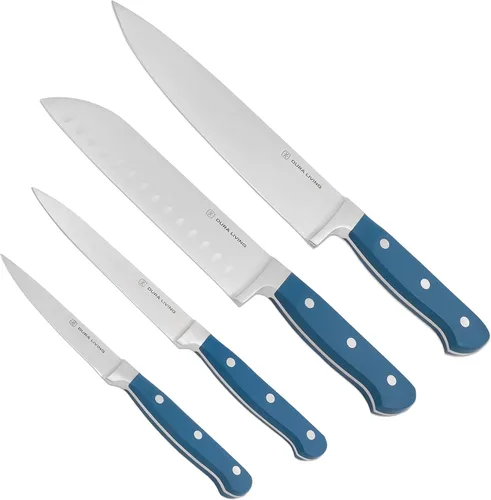 Miniatura 26 de DURA LIVING Cuchillo Santoku de 7 pulgadas, hoja de acero inoxidable de alto carbono afilada, mango remachado ergonómico forjado, cuchillo de chef