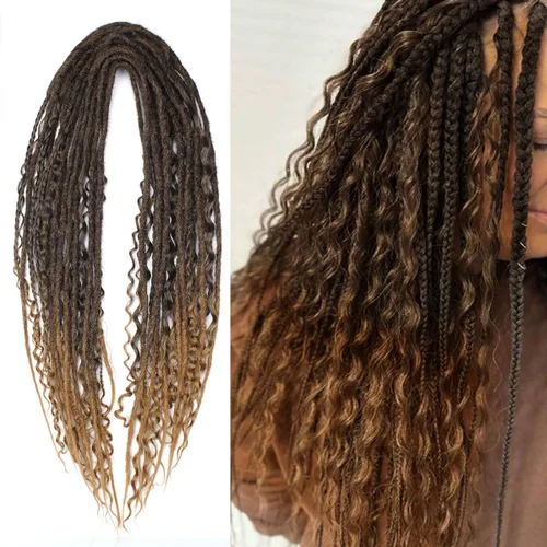 Miniatura 20 de Kraler Extensiones de Rastas Azules de Doble Extremo de 18 Pulgadas, 20 Hebras Sintéticas DE Extensiones de Rastas Hechas a Mano, Estilo de Rastas