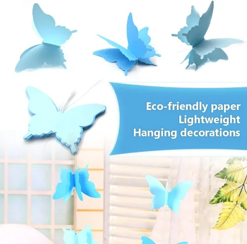 Miniatura 4 de Guirnalda de papel de mariposa grande, 4 unidades, cortina de mariposa, para colgar, decoración colgante para Halloween, fiesta de cumpleaños, baby
