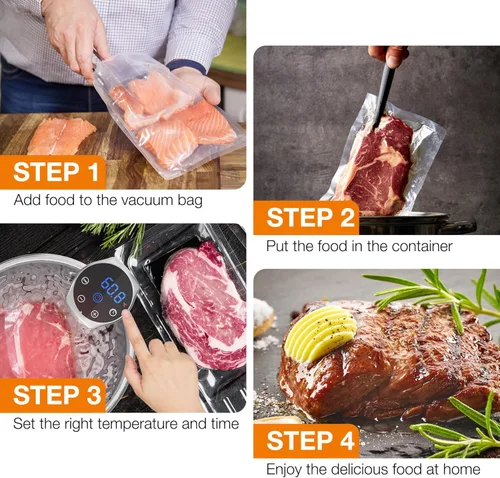 Miniatura 9 de Wifi Sous Vide Cooker 1100W Sous Vide Circulador de inmersión de precisión para filete perfecto, pollo tierno y comidas saludables, ultra silencioso