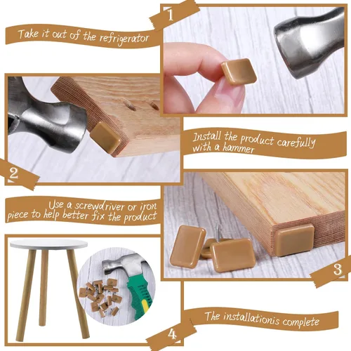 Miniatura 3 de Maitys Tapones de plástico para cajones y toboganes, para reparar aparadores, cuadrados y en forma de L (60 piezas)
