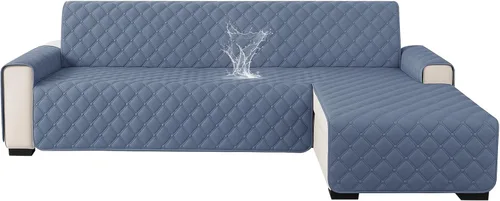 Miniatura 23 de XINEAGE Fundas 100% impermeables para sofá modular en forma de L, reversible, lavable, con botones de chaise plum flower, protector de muebles