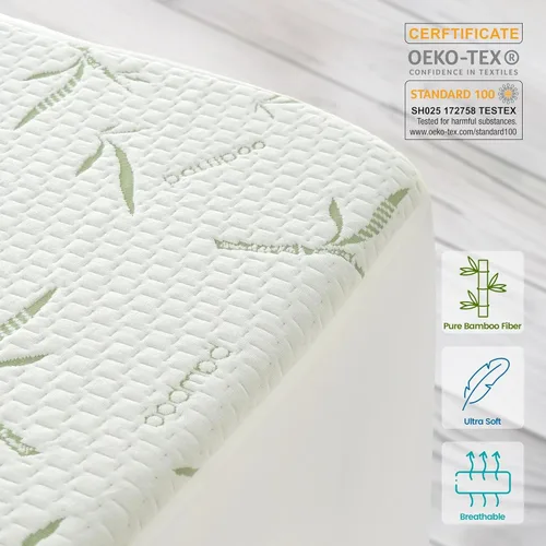 Miniatura 3 de Hannah Linen Protector de colchón de bambú, 100% impermeable, funda de colchón individual – Funda de colchón de bolsillo profundo ajustable de hasta