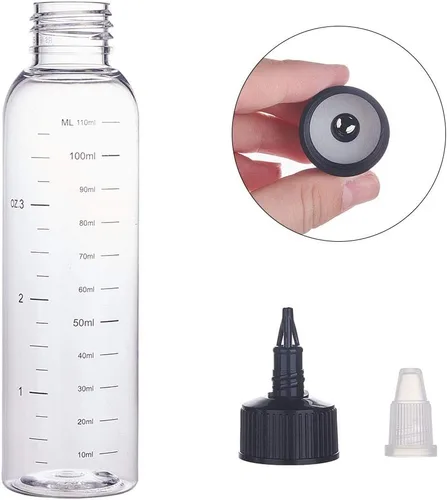 Miniatura 4 de BENECREAT Paquete de 12 botellas dispensadoras de plástico transparente de 3.7 fl oz con tapa giratoria y medición graduada para líquidos, tintas