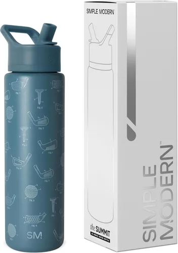 Miniatura 109 de Simple Modern botella de agua reutilizable con tapa con pajilla, de acero inoxidable con aislamiento al vacío, para gimnasio, viajes y deportes