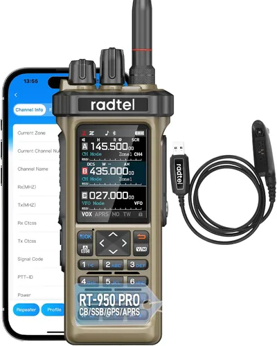 Miniatura 8 de Radtel RT-950 PRO Radio Ham TX GPS/APRS, Walkie Talkie de Largo Alcance de 10W de Mano Radio Bidireccional, RX AM/FM/CB/SW/MW/LW, Programación por