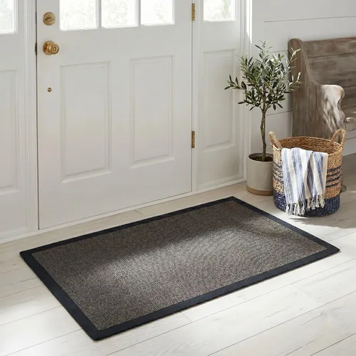 Alfombra de sisal Safavieh, de color maíz y negro, tejida a mano, de la colección de fibras naturales; 5 x 8 pulgadas, NF441A, Tela, Gris / Gris
