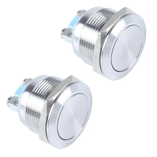 Miniatura 9 de Paquete de 2 interruptores de botón momentáneos de metal de 0.630 in, impermeables, IP66, terminales de tornillo antivandálicos de 12 V, 24 V, 36 V