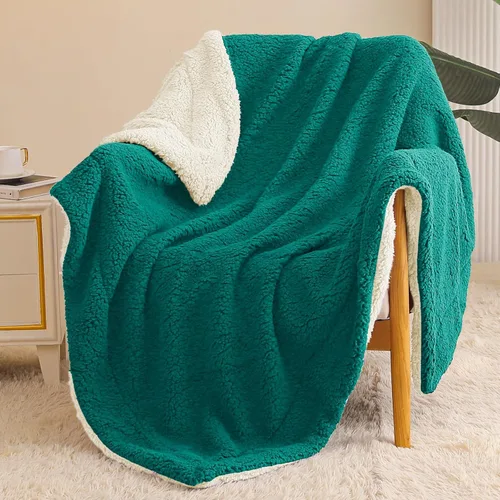 Miniatura 15 de Exclusivo Mezcla Manta Sherpa Reversible de Tamaño Individual, Mantas de Forro Polar Gruesas y Cálidas para Invierno, Felpa Suave y Esponjosa