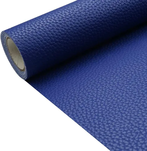 Miniatura 8 de Tela de cuero de imitación de textura litchi azul bebé PU 11.8x53.14 pulgadas (30x135 cm) de 1.13 mm de espesor para tapicería, manualidades