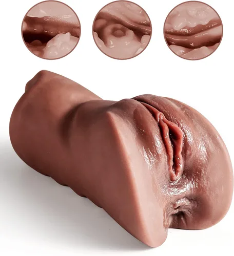 Miniatura 4 de 3 en 1 Masturbador Masculino de Bolsillo, Juguetes Sexuales para Adultos con Vagina Texturizada 3D y Ano Apretado y Palo Secante, Muñeca Sexual