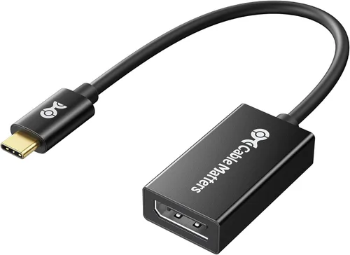Cable Matters Adaptador unidireccional USB C a DisplayPort 1.4 de 32.4 Gbps, 4K a 240 Hz, 8K a 60 Hz y soporte HDR, Thunderbolt 4 / USB4 compatible