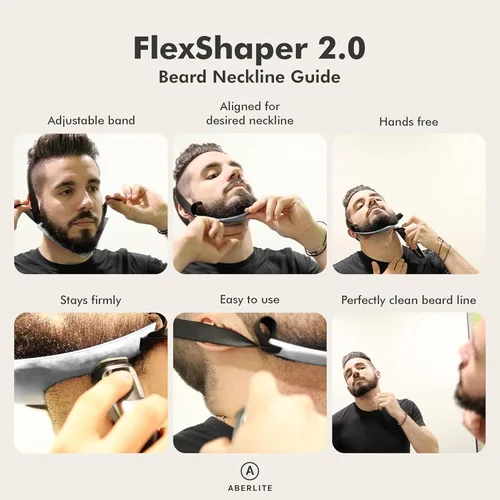Miniatura 4 de Aberlite FlexShaper 2.0 - Moldeador de barba para hombres - Guía de cuello flexible y sin manos - Herramienta de recorte de barba - Kit