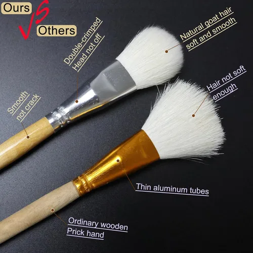Miniatura 4 de GACDR Juego de brochas para dorado, 7 piezas versátiles de brochas de pelo de cabra para mezclar y aplicar pintura acrílica, acuarela, hojas de oro