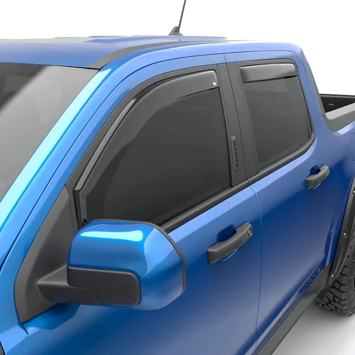 EGR 573591 viseras para ventanas en canal delanteras y traseras, acabado en color gris oscuro, compatibles con vehículos Ford Maverick