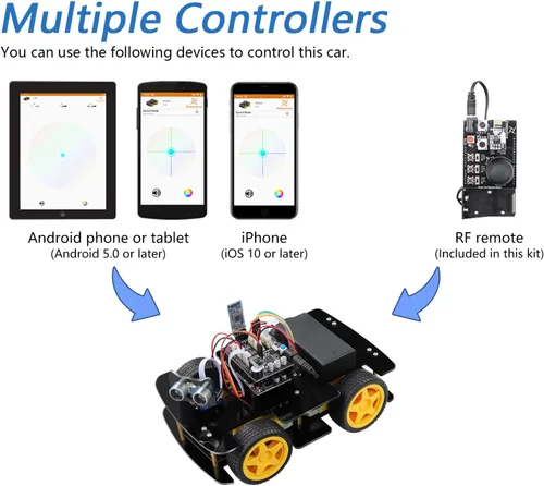 Miniatura 5 de Freenove Kit de coche 4WD con control remoto (compatible con Arduino IDE), seguimiento de línea, evitación de obstáculos, aplicación de control