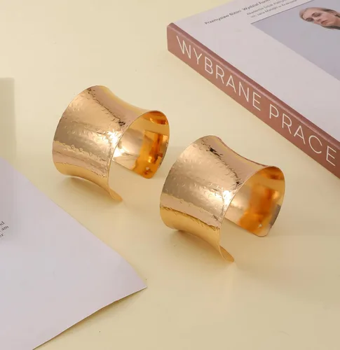 Miniatura 6 de WAINIS 2 pulseras para mujer, pulseras anchas abiertas de oro y plata, pulsera ajustable para regalo de joyería