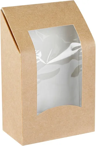 Restaurantware Cajas de papel para llevar - 1 ventana - Kraft - Ángulo - Caja de 50 ct
