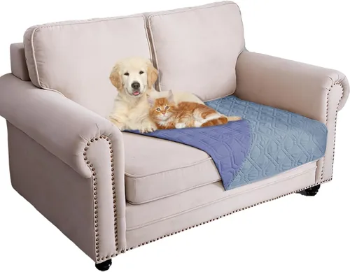 Miniatura 89 de Ameritex Funda Impermeable para Cama de Perro Manta para Mascotas para Muebles Cama Sillón Sofá Reversible Azul marino+azul piedra
