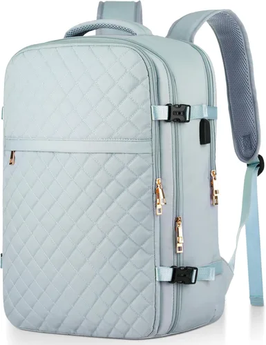 Miniatura 20 de MOMUVO Mochila de viaje para mujer, mochila de mano aprobada por aerolíneas, mochila para laptop de 15.6 pulgadas con puerto de carga USB, mochila