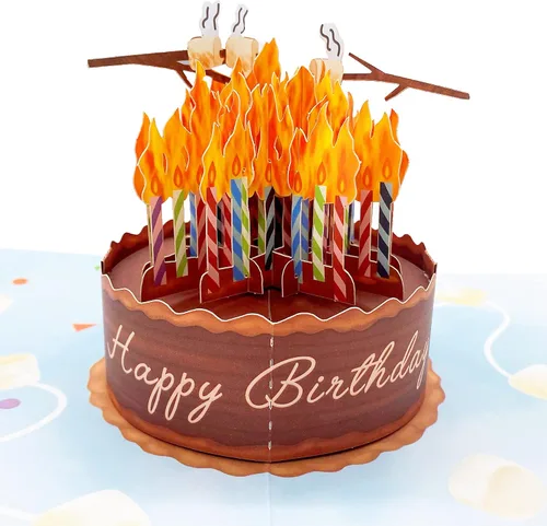 Miniatura 3 de Liif Tarjeta de cumpleaños divertida con diseño de pastel en llamas, tarjeta de cumpleaños emergente en 3D, tarjeta de cumpleaños para hombres