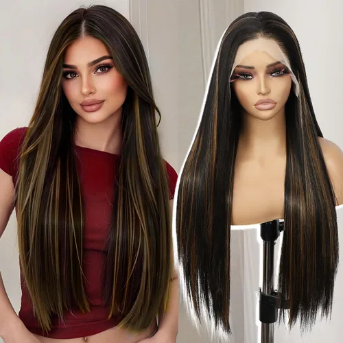 Miniatura 27 de SAPPHIREWIGS Peluca de cabello lacio natural color marrón rojizo #350, sin enredos, línea capilar natural 6 × 13, parte de libertad de encaje