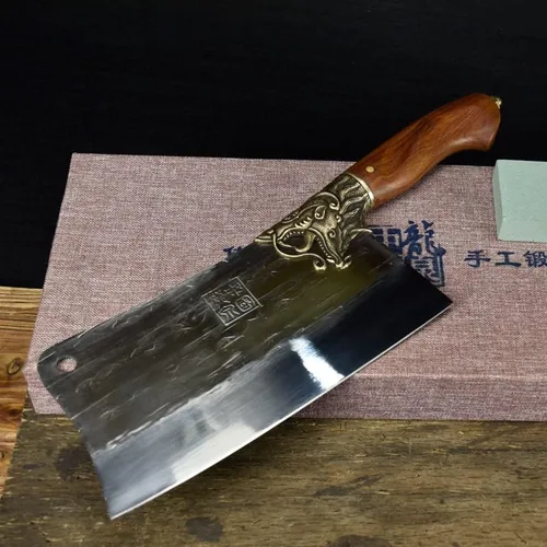 Miniatura 2 de Cuchillo de carne, cuchillo de cocina forjado a mano de 8.5 pulgadas, cuchillo de cocina de hoja afilada, cuchillo de corte de hueso Longquan