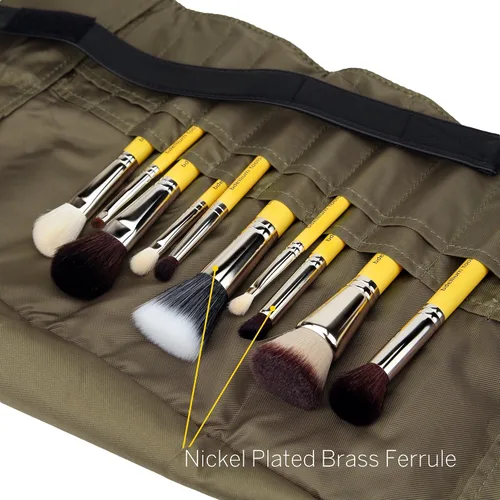 Miniatura 5 de Bdellium Tools Studio Mineral - Juego de brochas con bolsa enrollable, 10 piezas, diseñado para usar con maquillaje mineral (amarillo, 1 unidad)