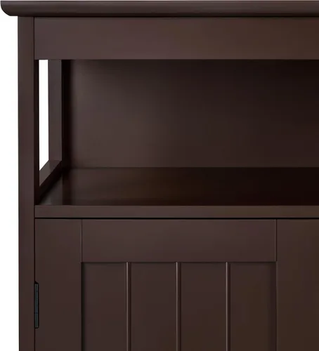 Miniatura 6 de Topeakmart Armario de madera con puertas duraderas y estantes ajustables, armario interior de madera independiente para baño/sala de estar/pasillo
