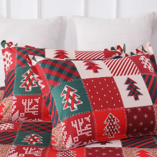 Miniatura 3 de Vaulia Funda de edredón de Navidad Twin, colección de ropa de cama de microfibra navideña con patrón de árbol a cuadros de Navidad, incluye 1 funda