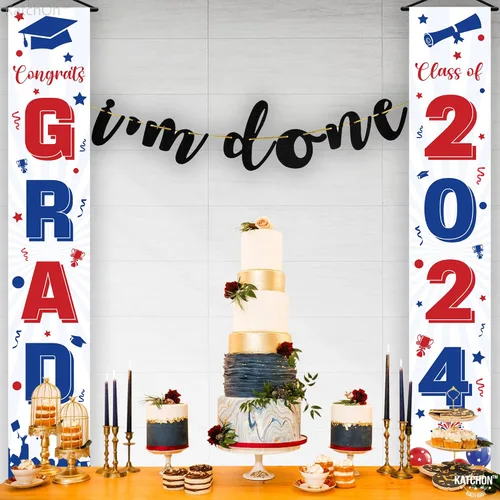 Miniatura 8 de KatchOn, Cartel de graduación de felicitaciones rojas y azules – 72 x 12 pulgadas, NO DIY, pancarta de puerta de graduación, decoraciones de puerta
