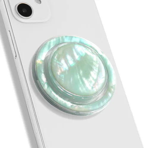 Miniatura 11 de OnTheGrip Lindo diseño de concha marina natural en forma redonda, soporte de teléfono móvil plegable para smartphone, tablet, accesorio