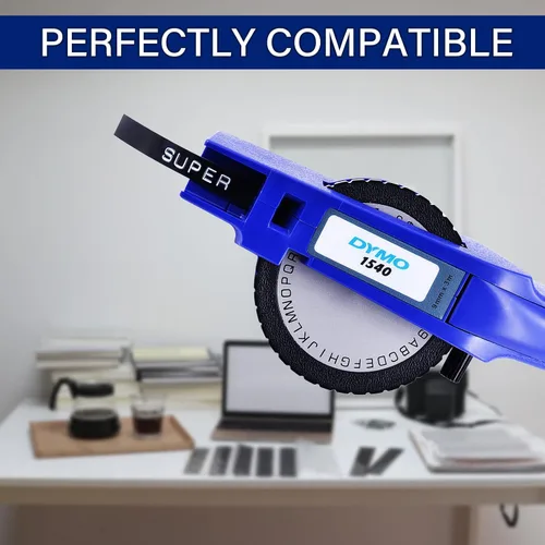 Miniatura 4 de USUPERINK Paquete de 5 etiquetas de plástico 3D compatibles con Dymo 520109, cinta blanca sobre negra, 0.354 in 3/8 pulgadas x 9.8 ft, 9.8 pies, uso
