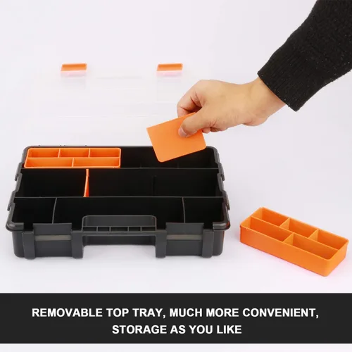 Miniatura 5 de CASOMAN Organizador de hardware y piezas, juego de 4 piezas, organizador de piezas pequeñas, caja de herramientas de almacenamiento versátil
