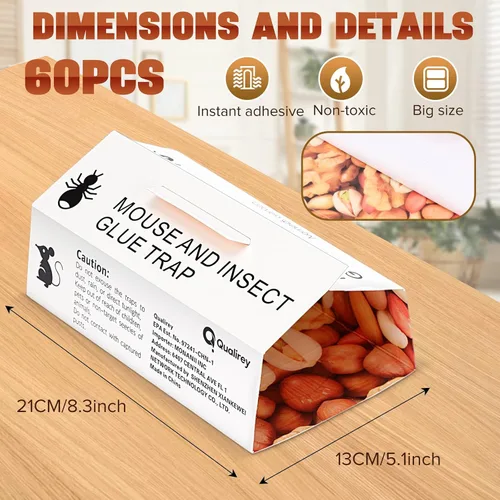 Miniatura 2 de Qualirey Paquete de 30 trampas adhesivas para ratones, ratones e insectos, peso de hasta 10.58 onzas, almohadillas para interiores y exteriores