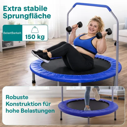 Miniatura 2 de SereneLife 40" Foldable Mini Trampoline for Adults - Compact Fitness Rebounder with Adjustable Foam Handle, Exercise Trampoline with Max Load