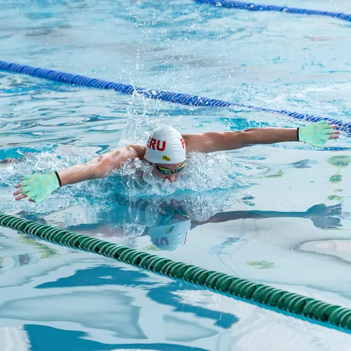 Miniatura 7 de PATIKIL Guantes acuáticos de natación guantes de natación con malla de impresión de resistencia al agua accesorios de entrenamiento para natación