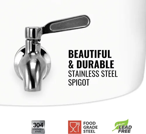 Miniatura 2 de Geo Sports Bottles Geo Sports - Dispensador de agua de cerámica de porcelana, grifo de acero inoxidable, válvula y tapa incluidas. Se adapta a Rayas
