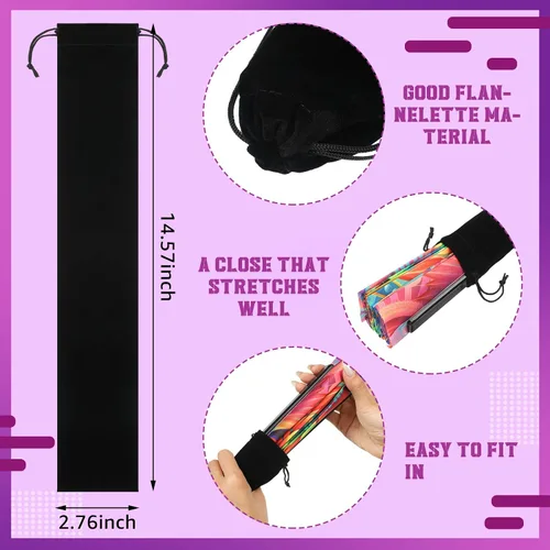 Miniatura 2 de Windyun 12 bolsas grandes para abanicos, fundas plegables de terciopelo, con cordones, protector de envoltura de regalo para línea, baile, clack