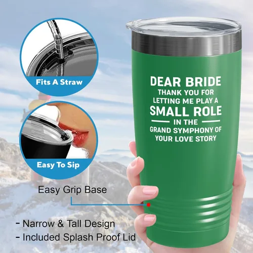Miniatura 4 de Bride Gift from Officiant Tumbler 20oz Green -Small Role - Bridal Shower Bride To Be Bachelorette Party Newlywed Wedding Officiant Brother