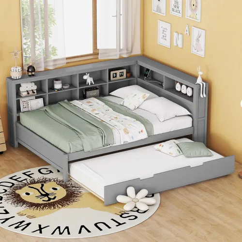 Miniatura 21 de Harper & Bright Designs Cama Capitán Tamaño Individual con Estanterías Integradas/3 Cajones de Almacenamiento/Cama Nido, Marco de Cama Diván