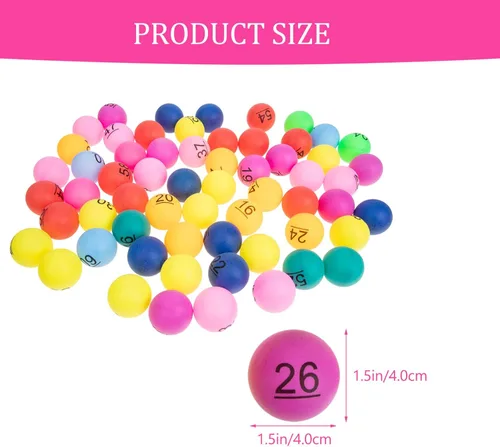 Miniatura 2 de Juego de bingo, bolas de juego de bingo, 60 unidades, bolas de rifa de 1 a 60 numeradas, multicolor, repuesto de plástico para accesorios de juego