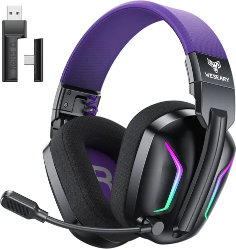 Miniatura 10 de WESEARY Auriculares inalámbricos para juegos para PS5, PS4, PC, Switch y Mac, latencia ultra baja de 20 ms, USB de 2.4 GHz y Bluetooth 5.4