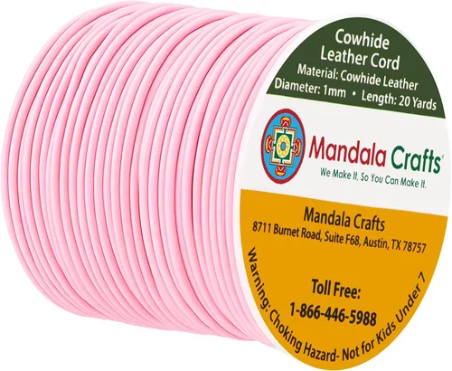 Miniatura 97 de Mandala Crafts Cordón Redondo de Cuero de Piel de Vaca Genuino Beige para Fabricación de Joyas Kumihimo Carrete de Cuerda de Cuero - Cordón