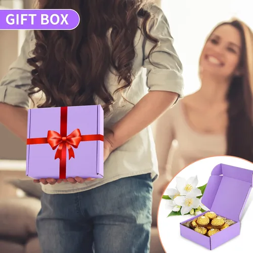 Miniatura 5 de Paquete de 25 Cajas de Envío Pequeñas Moradas de Cartón Corrugado 9x6x3 pulgadas, Caja Corrugada para Embalaje de Pequeños Negocios, Empaque