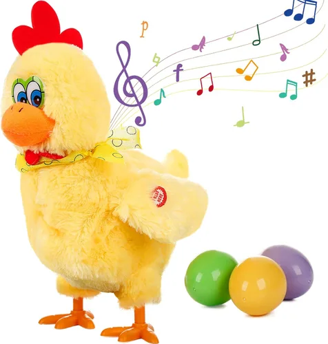 SOMOYA Pollo Poner Huevo Juguetes Animal Juguete Eléctrico Peluche Loco Juguete Bailando con Sonido Música Juguetes de Pascua Amarillo