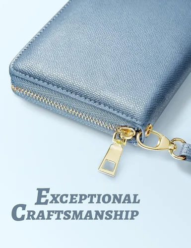 Miniatura 5 de Yarnic Cartera para mujer con tarjetero para tarjetas de crédito, bolsillos para dinero, correa de pulsera, monedero con bloqueo RFID, gran