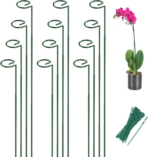 Miniatura 10 de Joyhalo Paquete de 12 estacas para plantas, estacas de soporte para plantas de 16 pulgadas, soporte de palos para plantas con 24 lazos giratorios