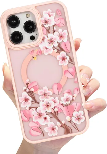 Miniatura 20 de Compatible con el teléfono 13 Pro - Funda magnética mate translúcida, de lujo, a prueba de golpes, magnética y con bonito patrón de flores, carcasa